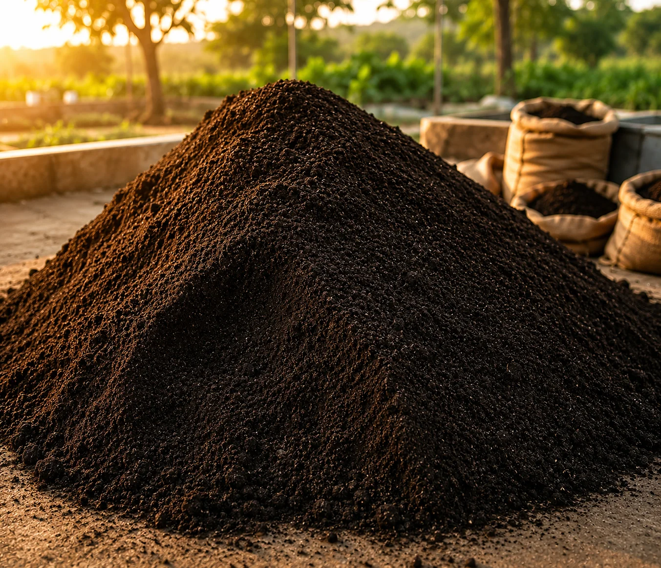 Vermicompost pile outdoors